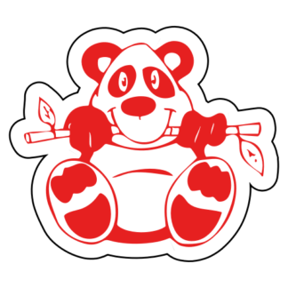 Funny Panda Eating Bamboo Sticker (Red)